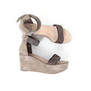 BRUNELLO CUCINELLI Monili suede wedge sandals